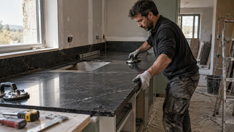 Plan de travail en granit noir : la touche élégante pour une cuisine raffinée